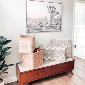 2 Magnolia minimalist Chunky Weave Hyacinth wicker Square Baskets
